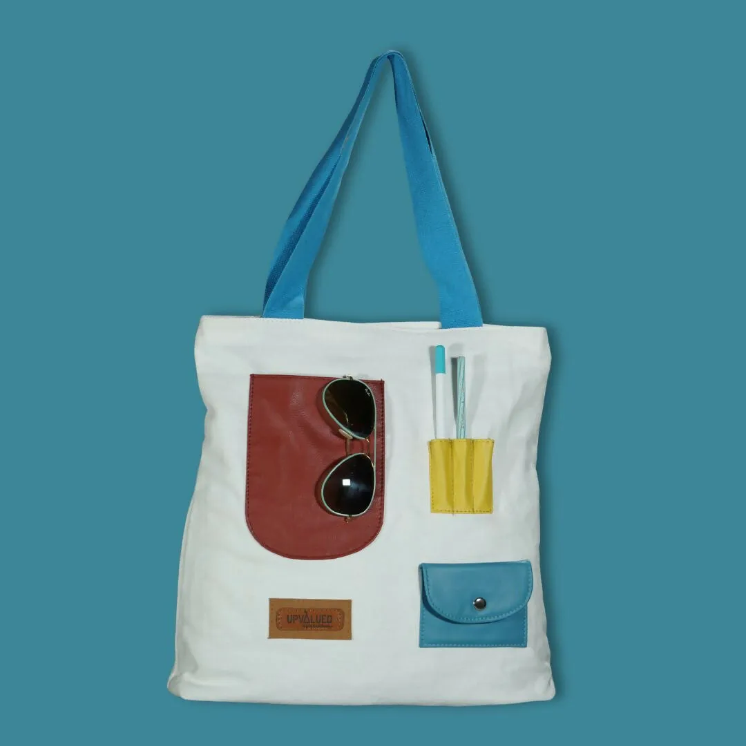 Vibrant Patch Pocket Canvas Tote