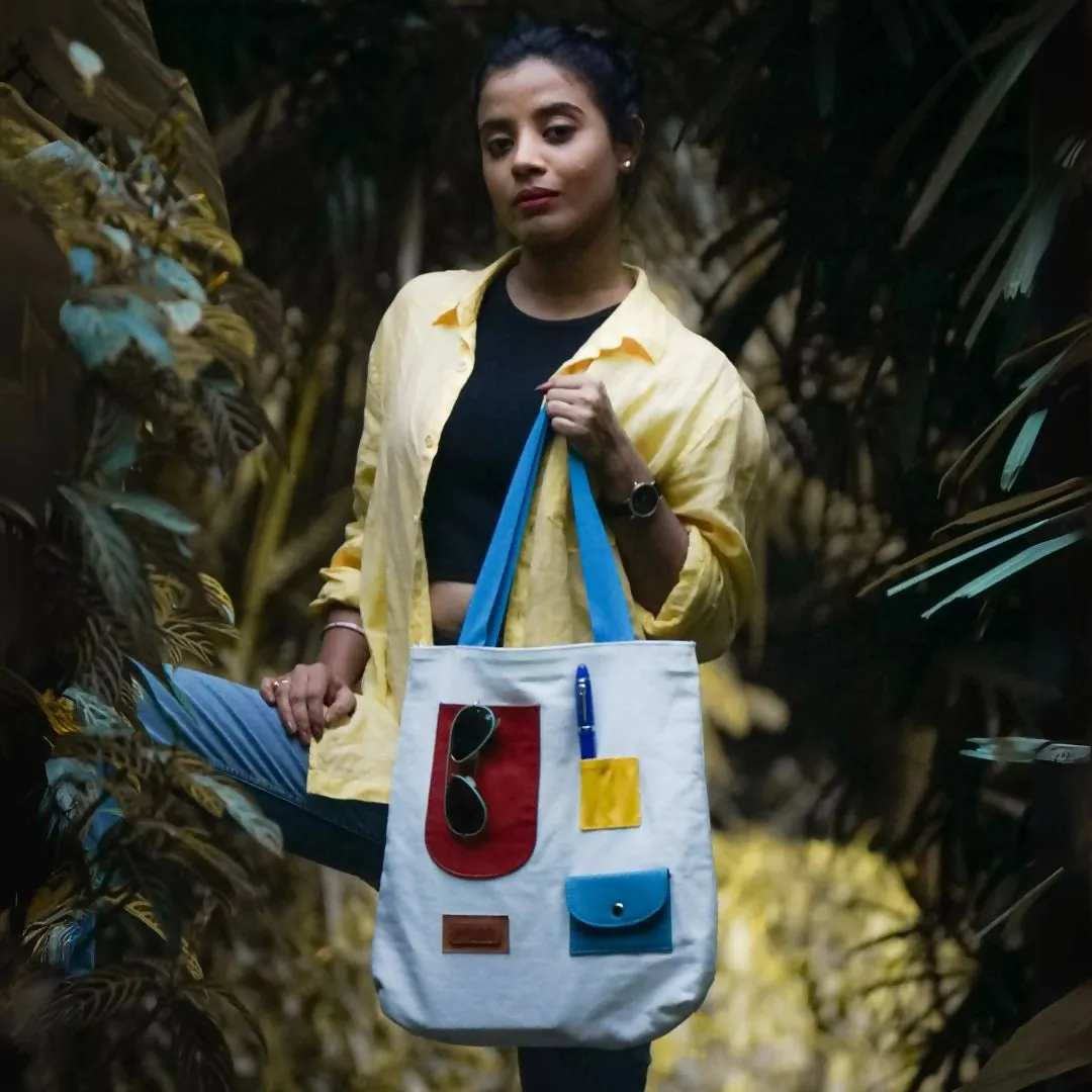 Vibrant Patch Pocket Canvas Tote