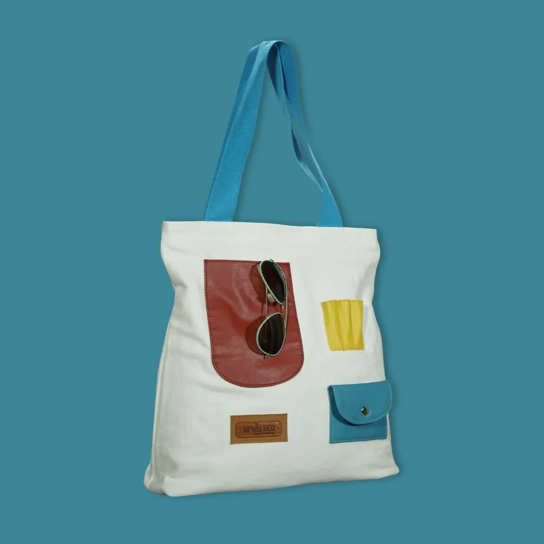 Vibrant Patch Pocket Canvas Tote