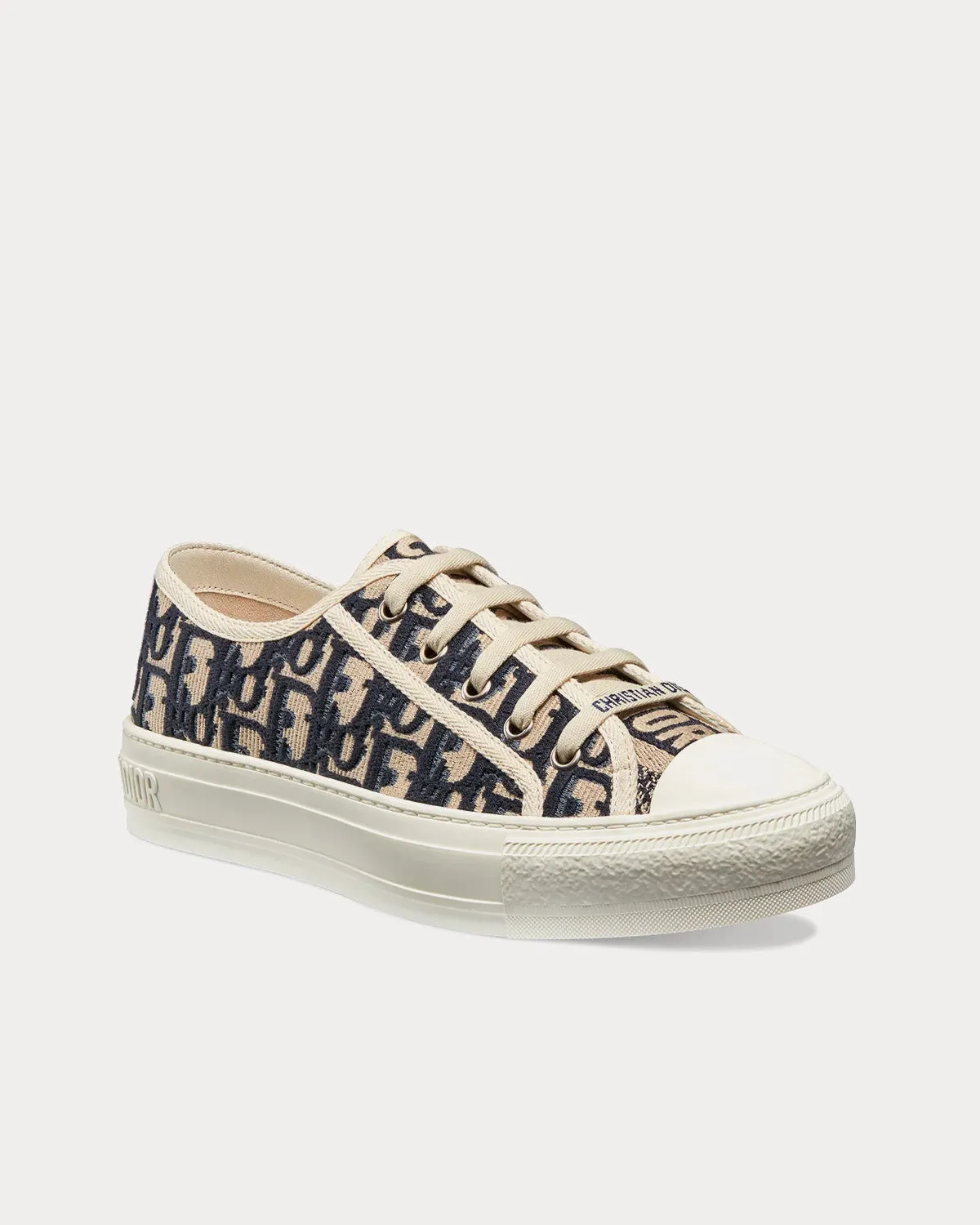 Walk'n'Dior Deep Blue Dior Oblique Embroidered Cotton Low Top Sneakers