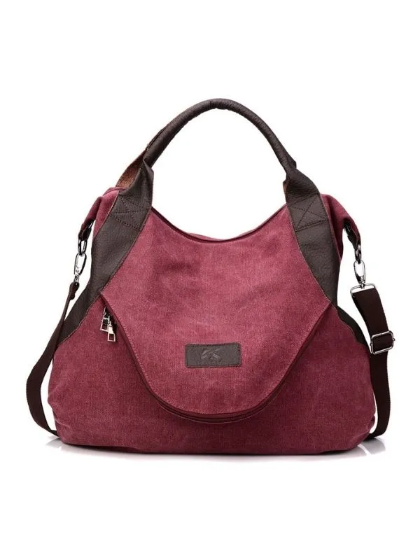 Women Durable Canvas Large Capacity Tote Bag Crossbody Bag