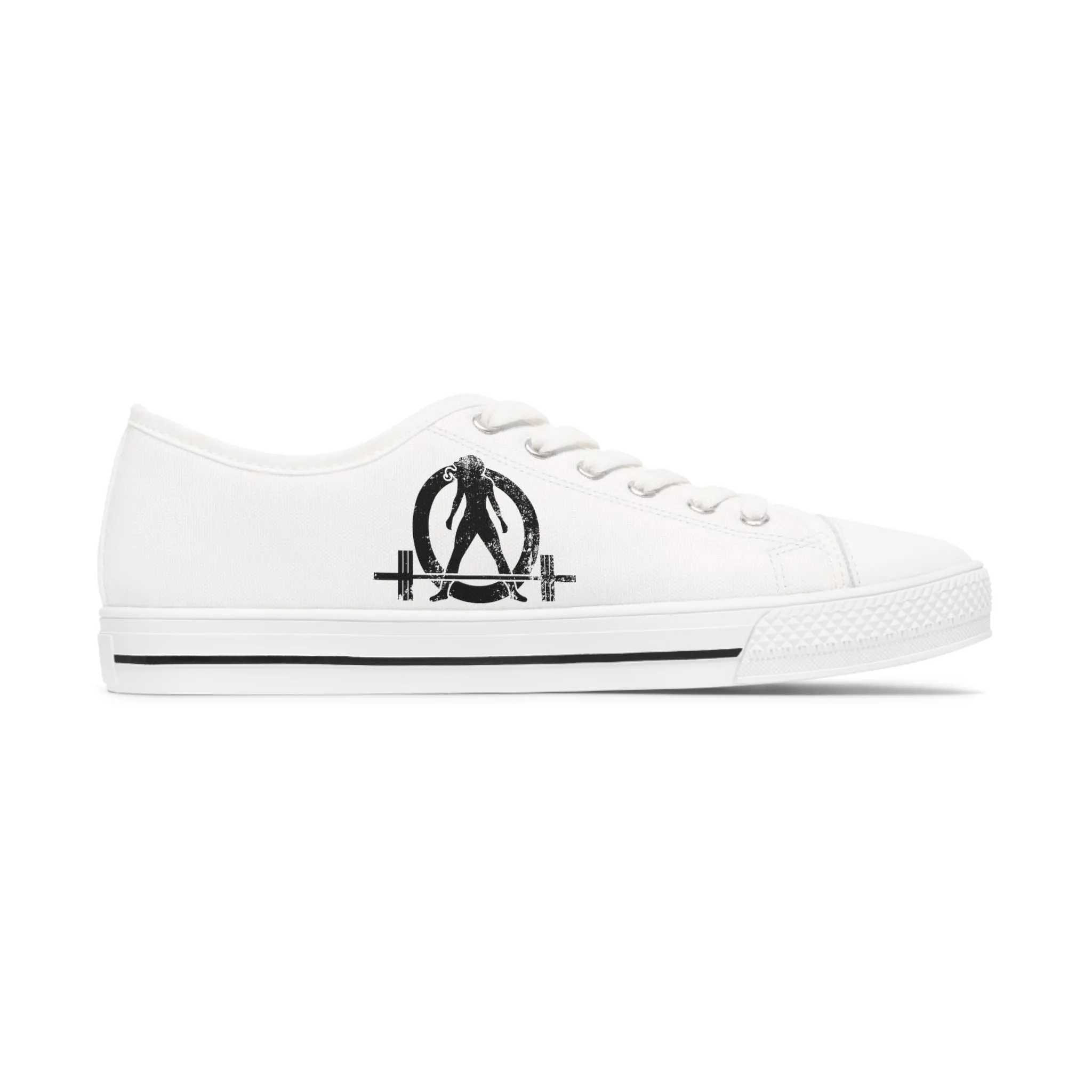 Women's Low Top Sneakers - Distressed Black Logo