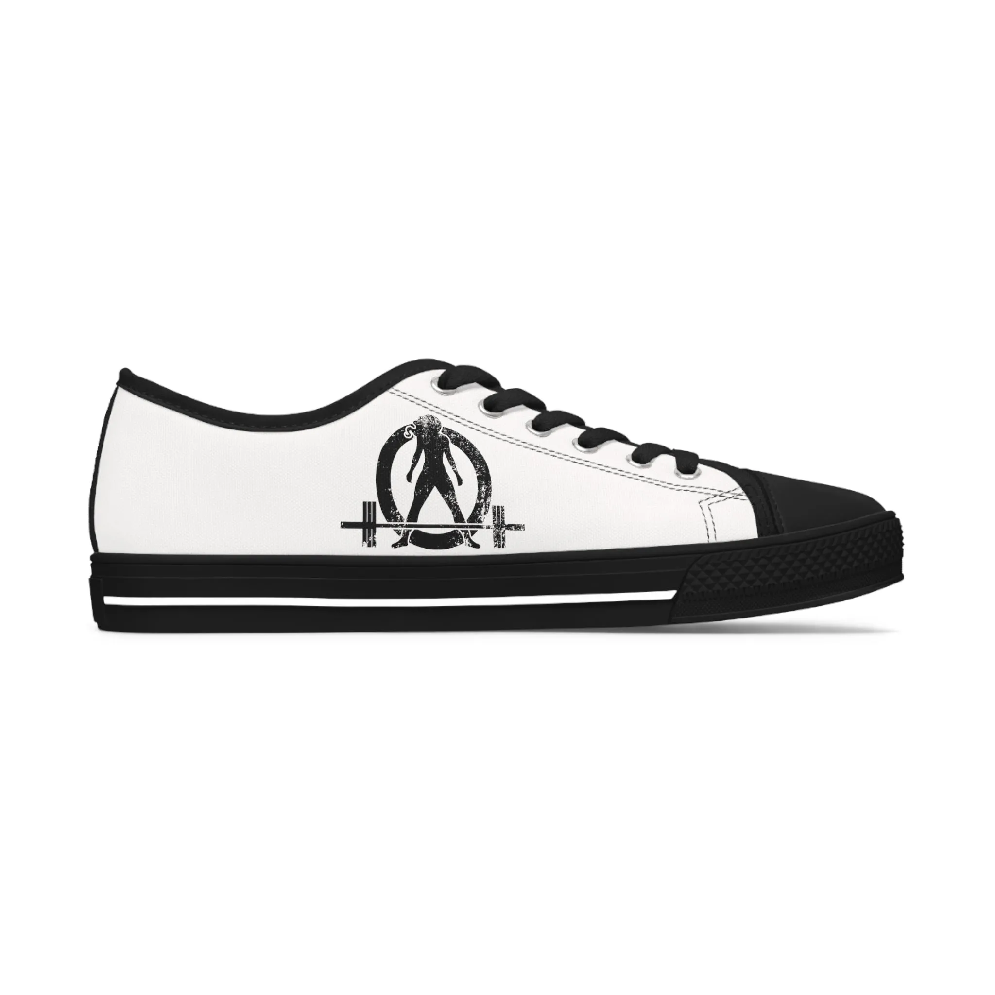 Women's Low Top Sneakers - Distressed Black Logo
